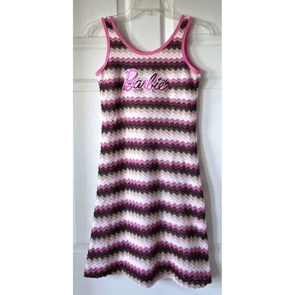 PAT PAT Barbie Multicolor Chevron Stripe Sleeveless Tank Dress Girls Size 12-13Y